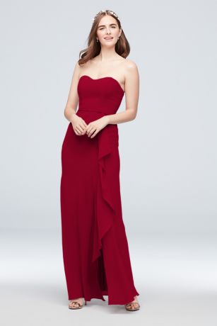 Pleated Strapless Bridesmaid Dress with ...